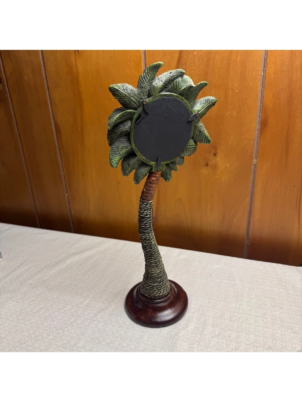 Vintage Palm Tree Picture Frame 13” Tall Tropical Coastal 3.5” Round Photo